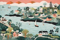 Coastal town nature backgrounds outdoors. AI generated Image by rawpixel.