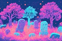 Old cemetery outdoors nature purple. AI generated Image by rawpixel.
