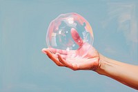 A hand holding soap bubble sphere adult transparent. AI generated Image by rawpixel.