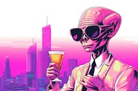 Alien on vacation city glass adult. AI generated Image by rawpixel.