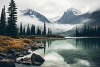 Lake at rocky mountain lake wilderness landscape. AI generated Image by rawpixel.