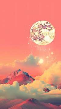 Sunset sky wallpaper astronomy mountain outdoors. AI generated Image by rawpixel.