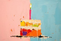 Birthday cake painting candle art. AI generated Image by rawpixel.
