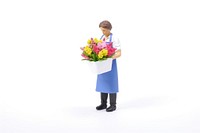 Female wearing apron holding a flowers female adult plant. AI generated Image by rawpixel.