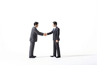 2 Business man shaking hands adult white background togetherness. 