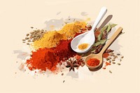 Spice food ingredient variation spice spoon seasoning. AI generated Image by rawpixel.