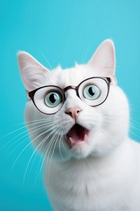 Cat glasses portrait animal. 