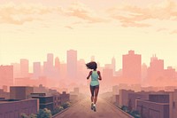 Woman running city outdoors jogging. AI generated Image by rawpixel.