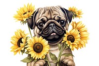 Sunflower pug mammal animal. 