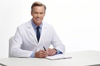 Consult with doctor adult white background paperwork. AI generated Image by rawpixel.