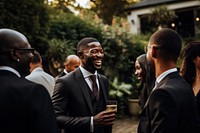Wedding guests laughing outdoors party. AI generated Image by rawpixel.