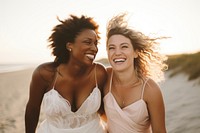 Wedding laughing outdoors smile. AI generated Image by rawpixel.