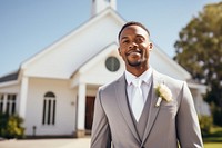 Groom wedding portrait outdoors. AI generated Image by rawpixel.