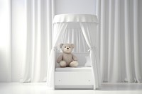 Baby bed with mobile toy furniture bedroom white. AI generated Image by rawpixel.