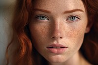 Freckle redhead person adult. AI generated Image by rawpixel.