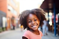 Black little girl smile portrait outdoors. AI generated Image by rawpixel.