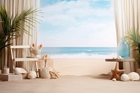 Summer beach architecture tranquility relaxation. AI generated Image by rawpixel.