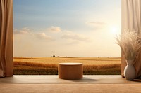 Farm view with bale of hay furniture horizon nature. 