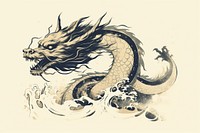 Chinese dragon ink creativity cartoon. AI generated Image by rawpixel.