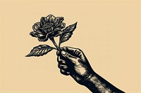A hand holding flower drawing sketch plant. AI generated Image by rawpixel.