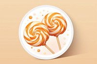 Caramel candy lollipop plate food. AI generated Image by rawpixel.