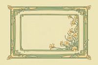 Decorative daffodil frame pattern art rectangle. 