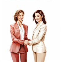 2 business women shaking hand white background togetherness cooperation. AI generated Image by rawpixel.