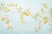 Painting of lemon branches border plant fruit art. AI generated Image by rawpixel.