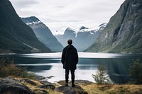 Norewegian man landscape mountain standing. AI generated Image by rawpixel.