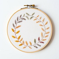 Little autumn leaves circle border embroidery pattern textile. AI generated Image by rawpixel.