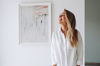Woman painting adult smile. AI generated Image by rawpixel.