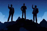 The business team on the mountain silhouette outdoors night. AI generated Image by rawpixel.