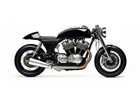 Black Cafe Racer Motorcycle motorcycle vehicle wheel. 