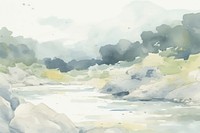 River outdoors painting nature. AI generated Image by rawpixel.
