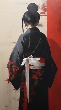 Modern japanese woman fashion kimono paint. AI generated Image by rawpixel.
