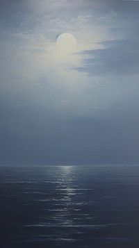 Moonrise over ocean outdoors horizon nature. AI generated Image by rawpixel.