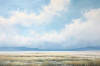 Blue landscape outdoors painting. AI generated Image by rawpixel.