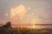Fireworks landscape painting outdoors. AI generated Image by rawpixel.