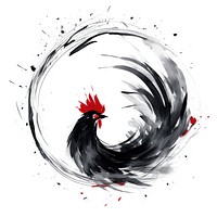 Chicken head chinese zodiac circle bird ink. AI generated Image by rawpixel.