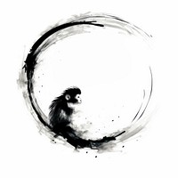 Monkey head chinese zodiac circle black ink. AI generated Image by rawpixel.
