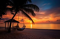 Beach sunset outdoors horizon. AI generated Image by rawpixel.