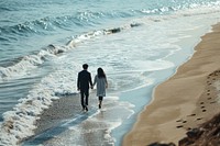 Korean couple beach outdoors walking. AI generated Image by rawpixel.