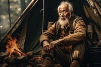 Korean old male outdoors camping adult. AI generated Image by rawpixel.