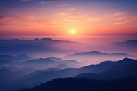 Majestic sunset of the mountains landscape panoramic outdoors. AI generated Image by rawpixel.
