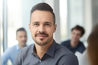 Portrait of casual businessman during meeting portrait adult smile. AI generated Image by rawpixel.