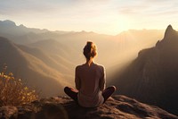 Meditating nature yoga relaxation. AI generated Image by rawpixel.