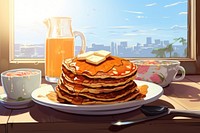 Breakfast pancake brunch coffee. AI generated Image by rawpixel.