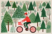 A postman riding bicycle christmas vehicle cartoon. 