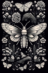 Insects monochrome animal art. 
