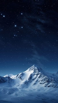 A snow mountain and night sky background landscape astronomy outdoors. AI generated Image by rawpixel.